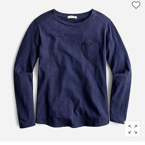 J. Crew Crewcuts Girls long-sleeve Heart Pocket Long Sleeve T- Shirt, Size 12